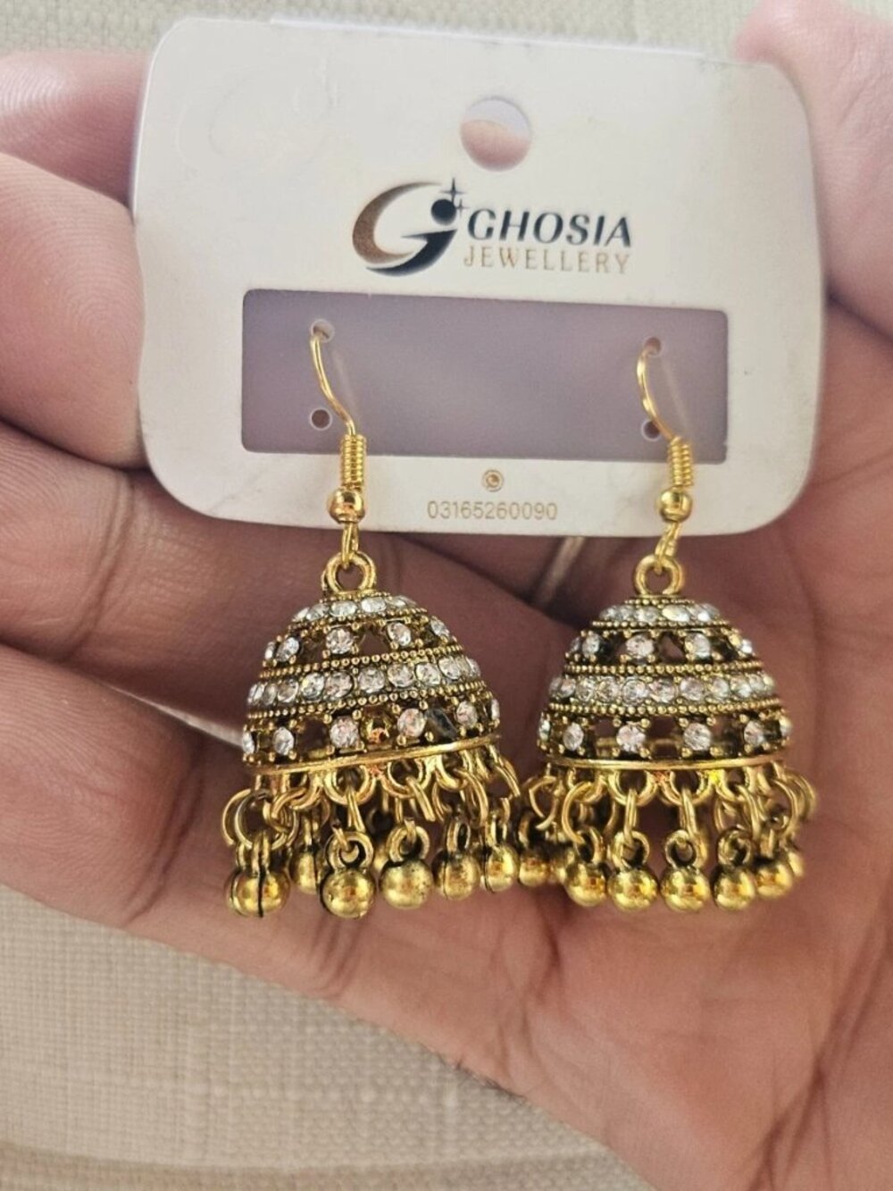 Women Earrings Gold Tone Fashion Jewelry Chandelier Jhumka Earrrings New defect - Picture 3 of 12